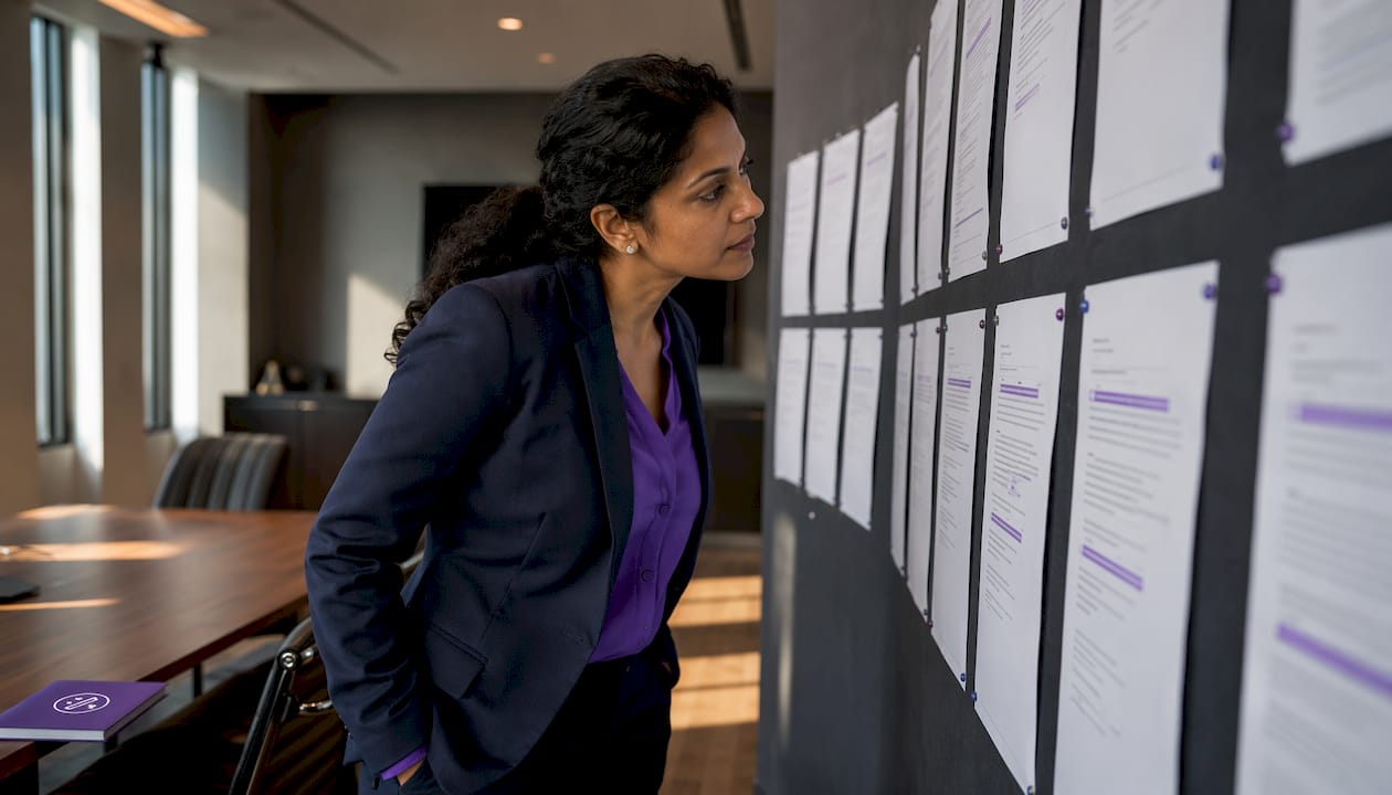 Recruiter reviewing a CV with numbers
