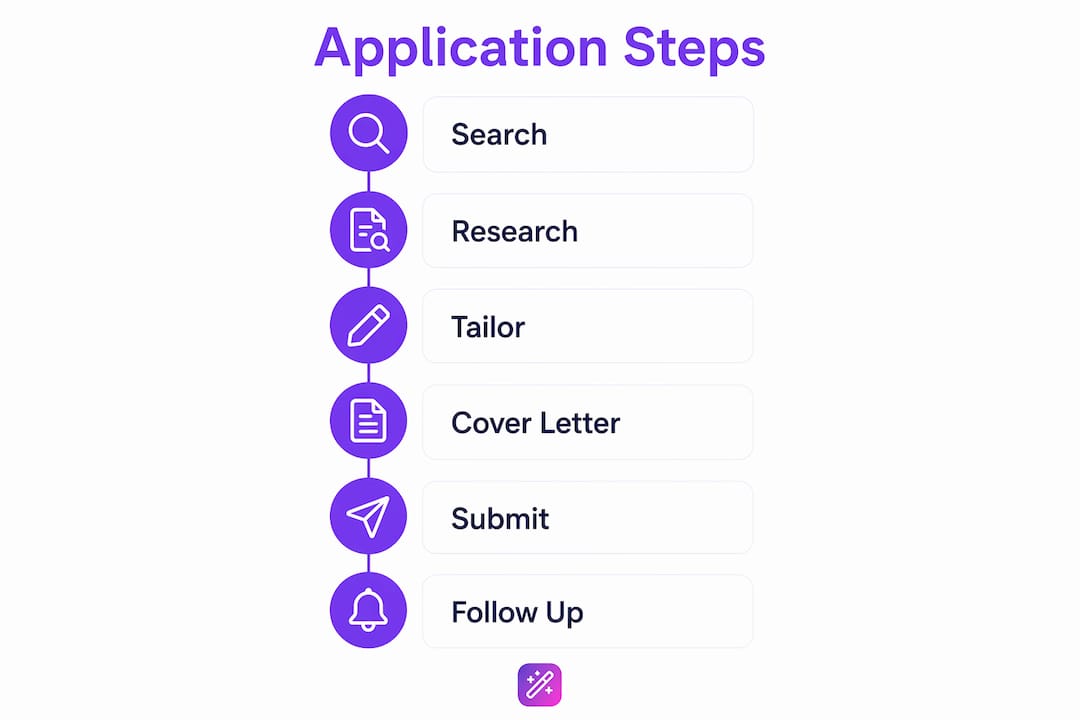 Infographic showing application process steps