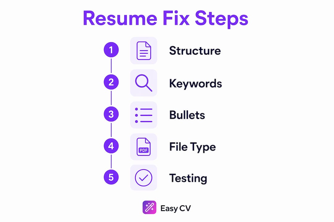 Infographic showing resume improvement key steps