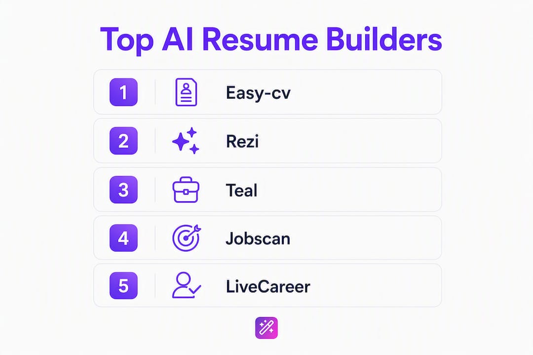 Infographic comparing top AI resume builders