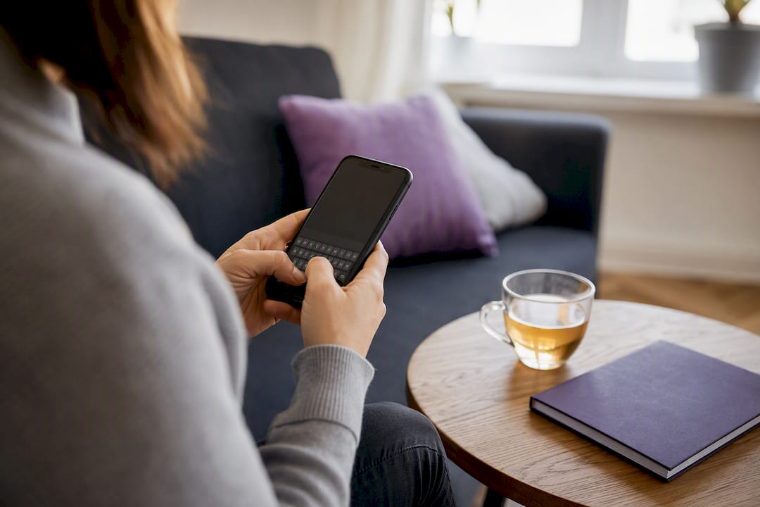 Person typing letter of interest on phone