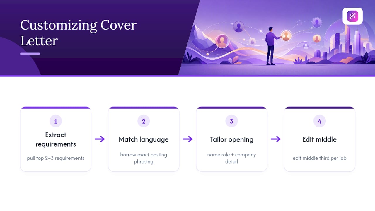 Step-by-step diagram for cover letter customization