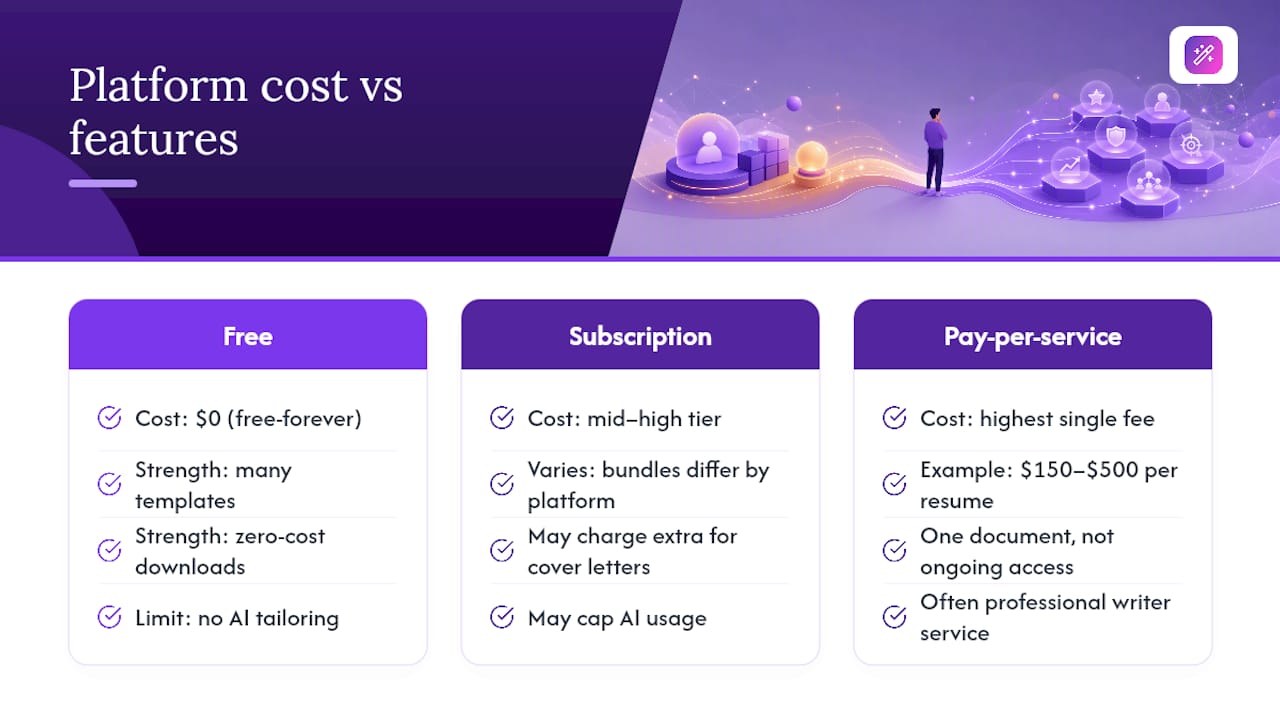 Comparing Costs Across Popular Resume Builder Platforms — overview diagram
