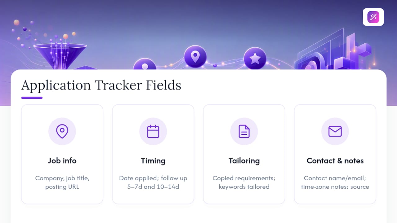 Eight fields for tracking job applications
