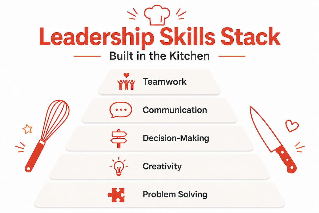 Hierarchy infographic of leadership skills pyramid