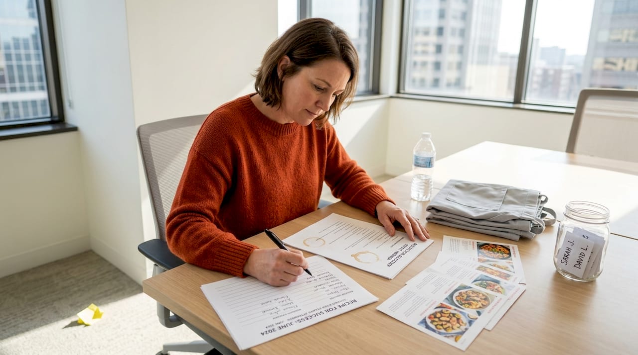 Coordinator prepping for workplace cooking class