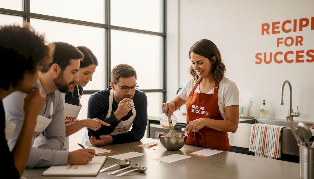 Facilitator leads hands-on cooking session