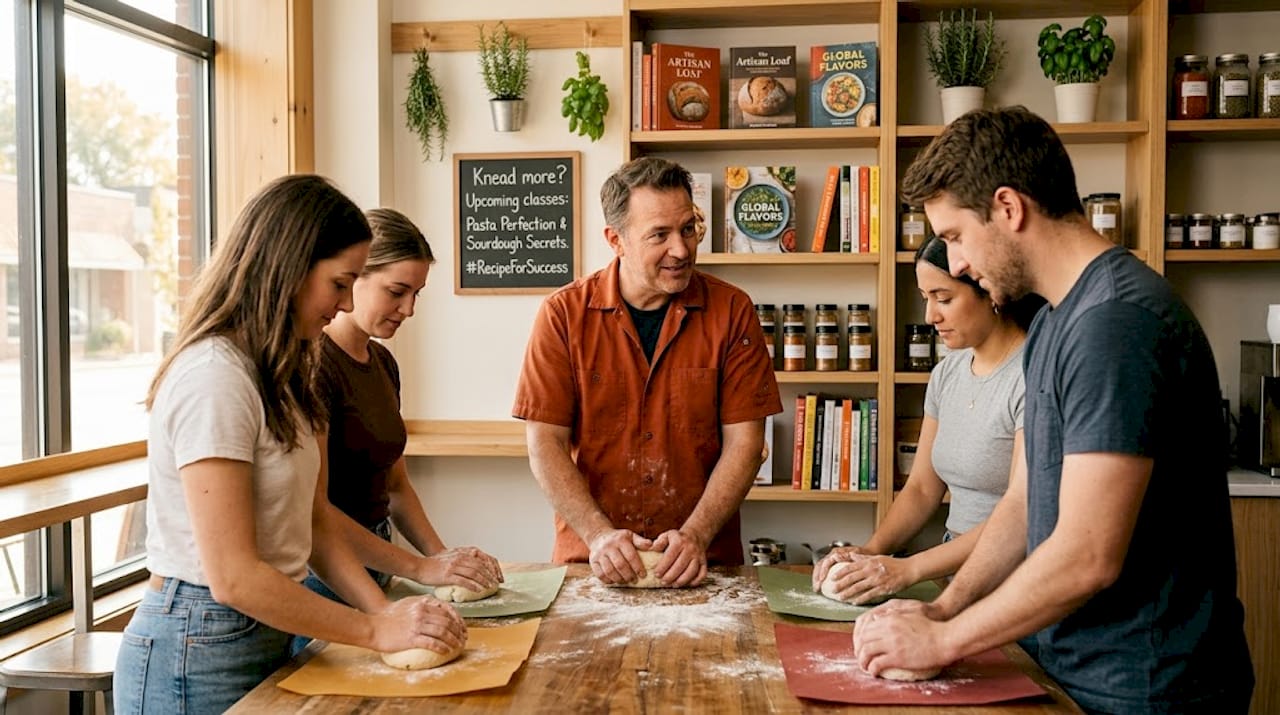 Chef leading hands-on dough lesson