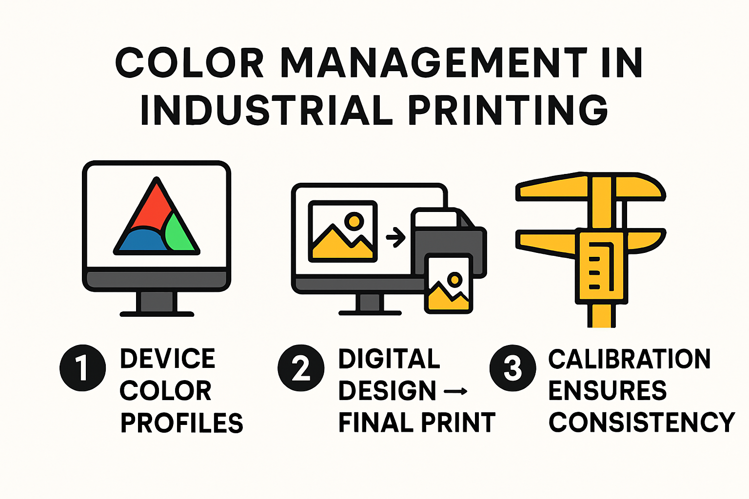 Infographic explaining color management process steps