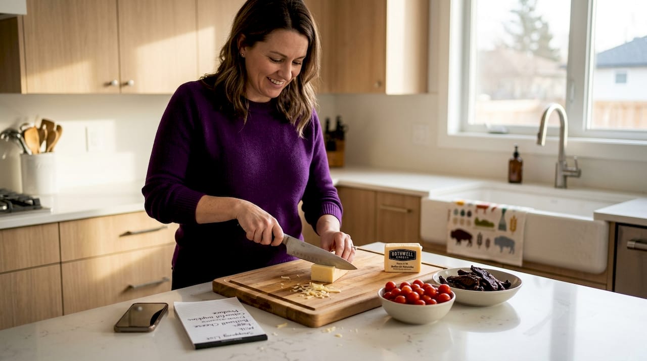 Woman prepping Manitoba ingredients for Mexican recipe