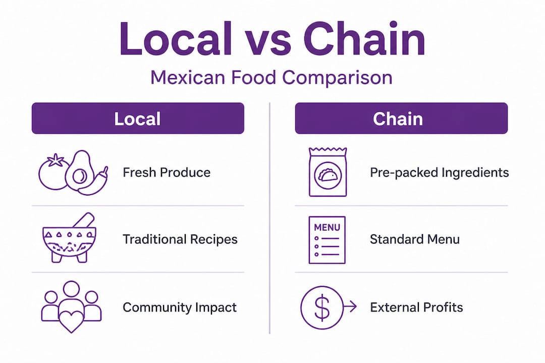 Infographic comparing local and chain Mexican food