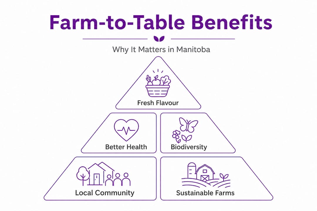 Infographic showing five core farm-to-table benefits