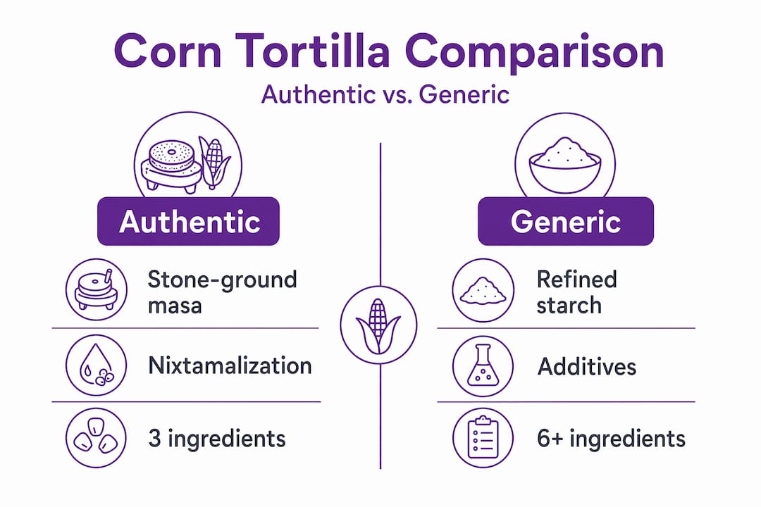 Infographic authentic versus generic corn tortillas