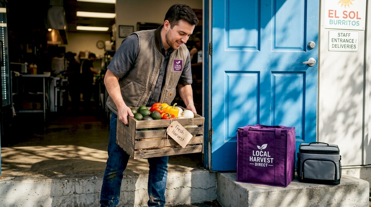 Locally sourced vegetables being delivered