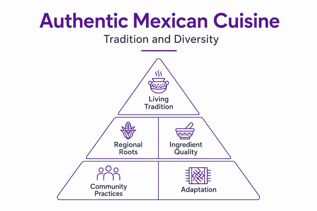 Hierarchy infographic about Mexican cuisine authenticity