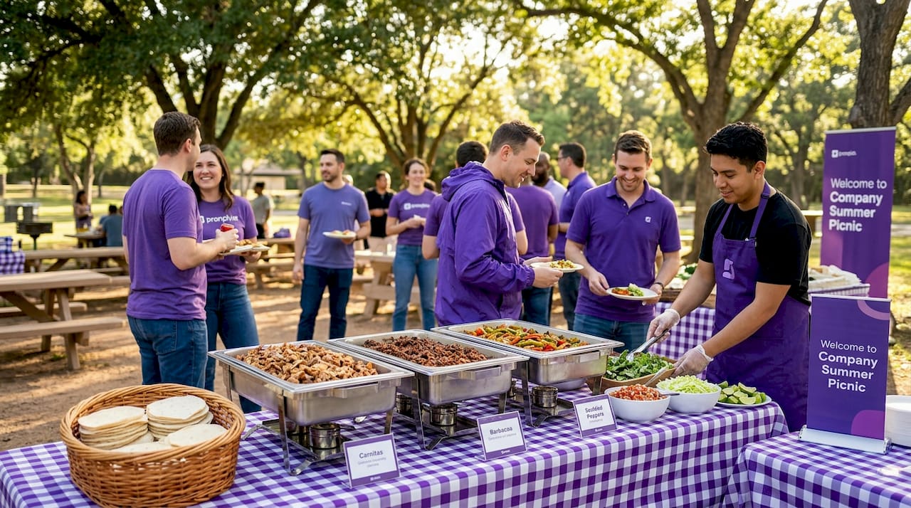 Build-your-own taco buffet station in lunchroom