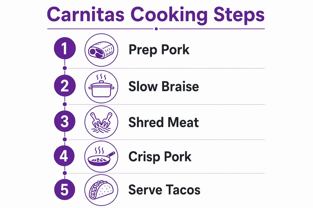 Infographic of carnitas cooking steps