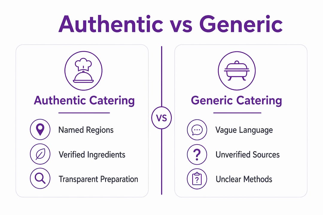 Infographic comparing authentic and generic catering