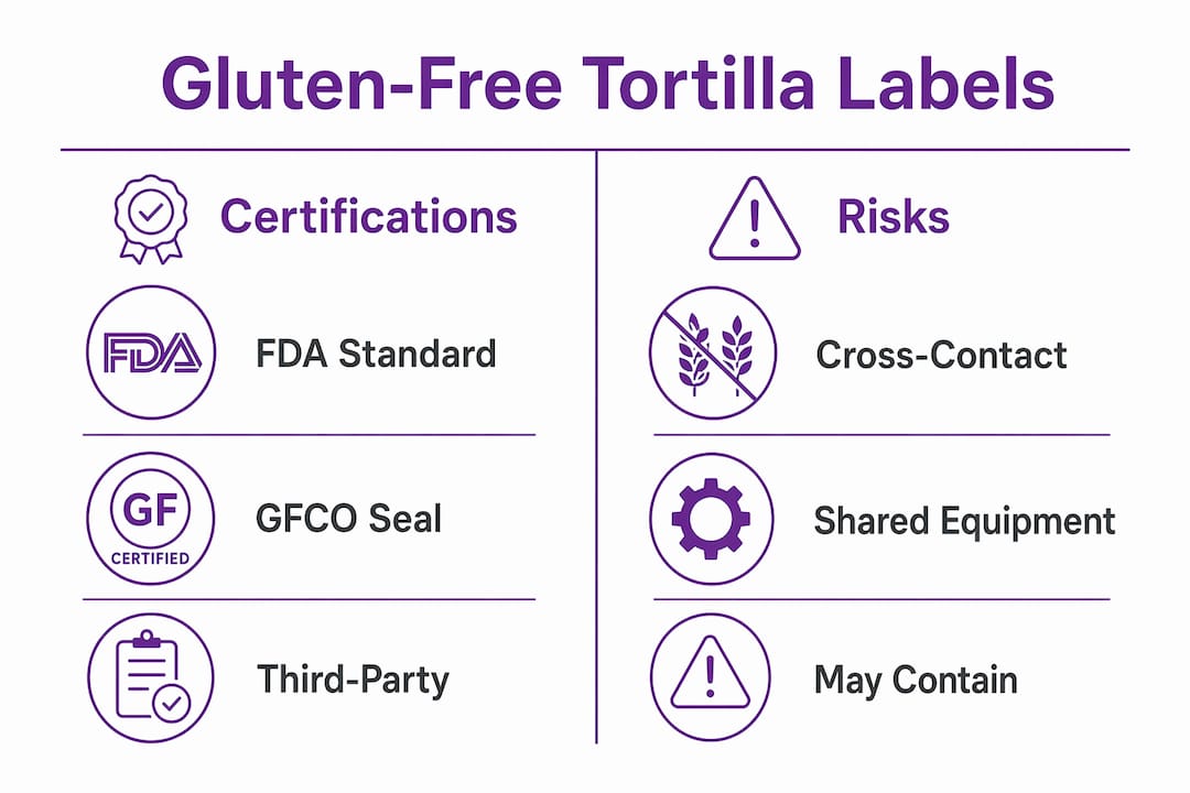 Infographic comparing gluten-free certifications and risks