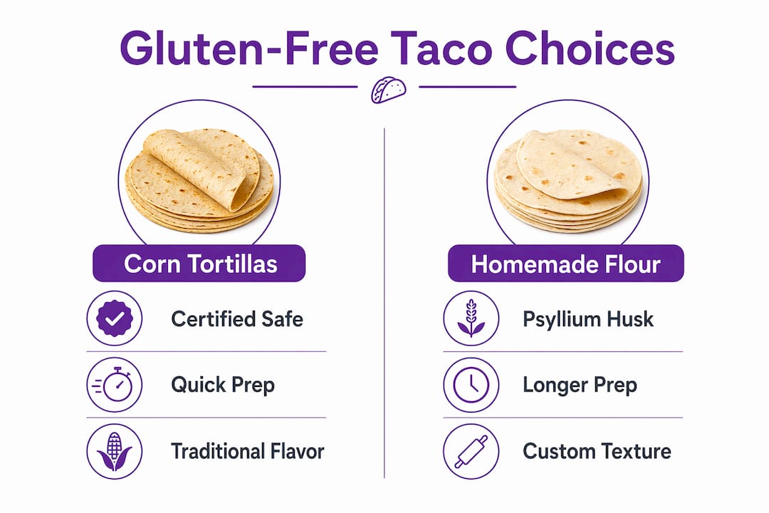Infographic comparing corn and homemade gluten-free tortillas