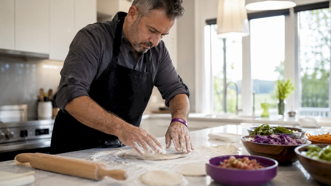 Chef preparing tortillas in local Winnipeg kitchen