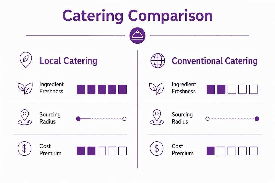 Infographic comparing local and conventional catering