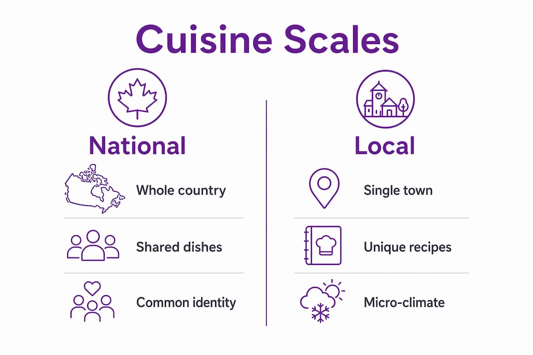Infographic comparing national and local cuisine scales