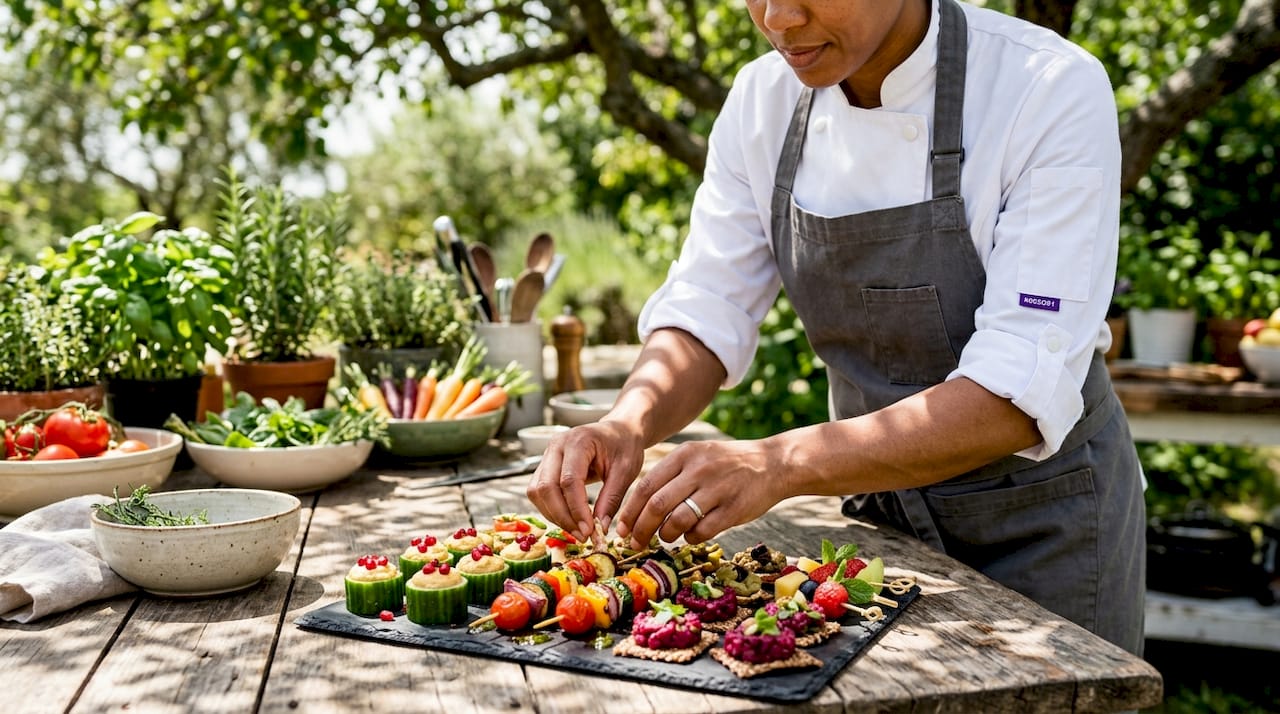 Chef preparing diverse dietary accommodation platter