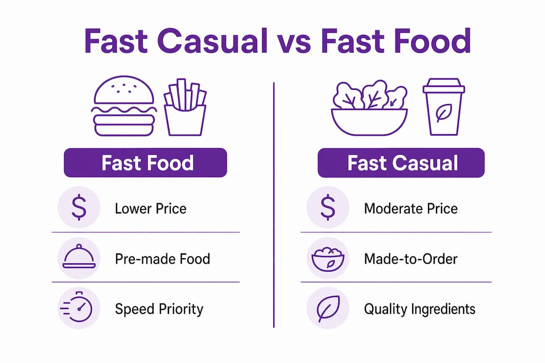 Infographic contrasting fast casual and fast food dining