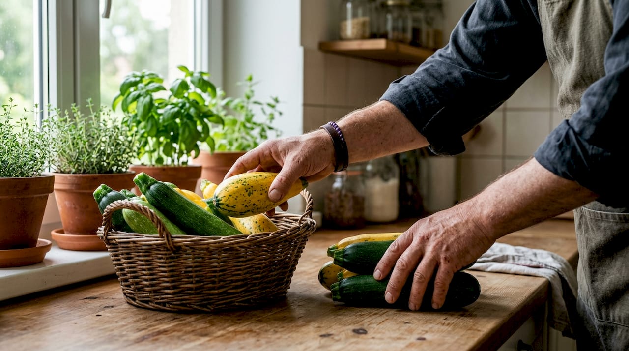 Hands choosing fresh local vegetables at market