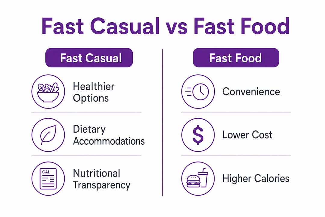 Infographic comparing nutrition of fast casual and fast food dining
