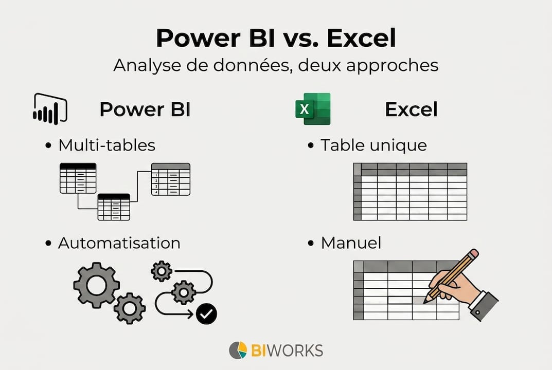 Comparatif visuel entre Power BI et Excel