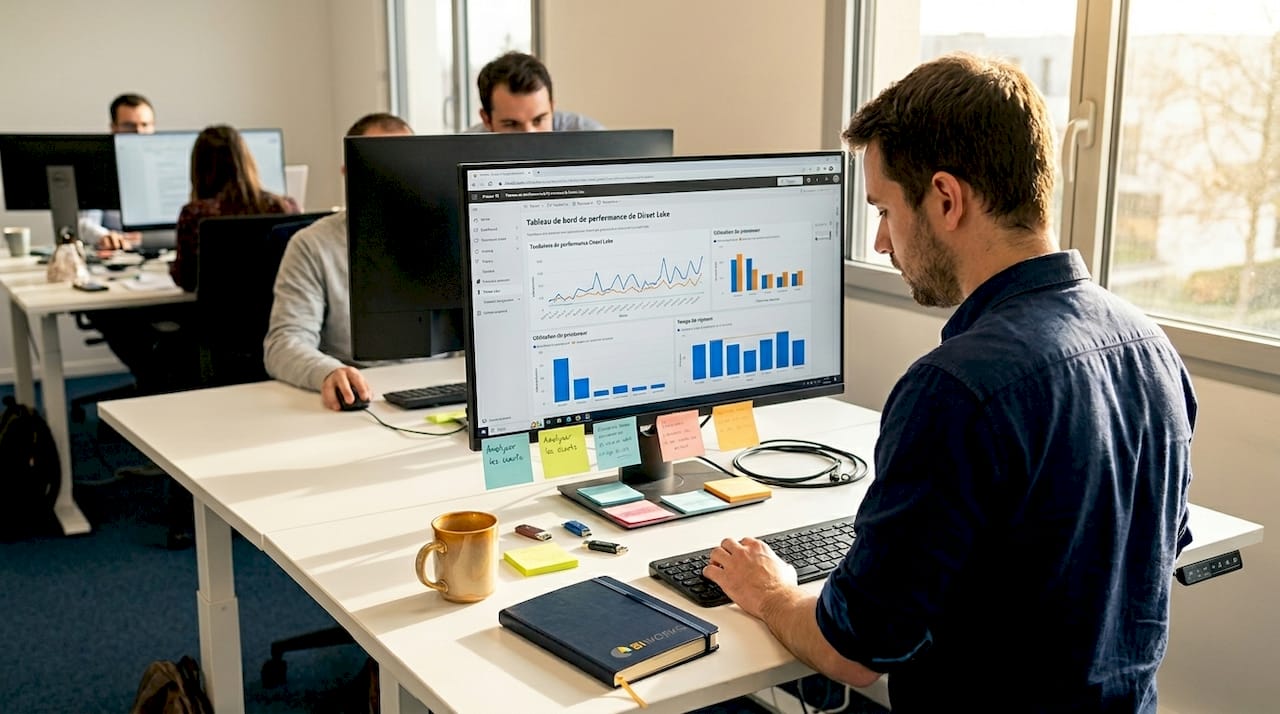 Un analyste passe en revue l’espace de travail des tableaux de bord Direct Lake