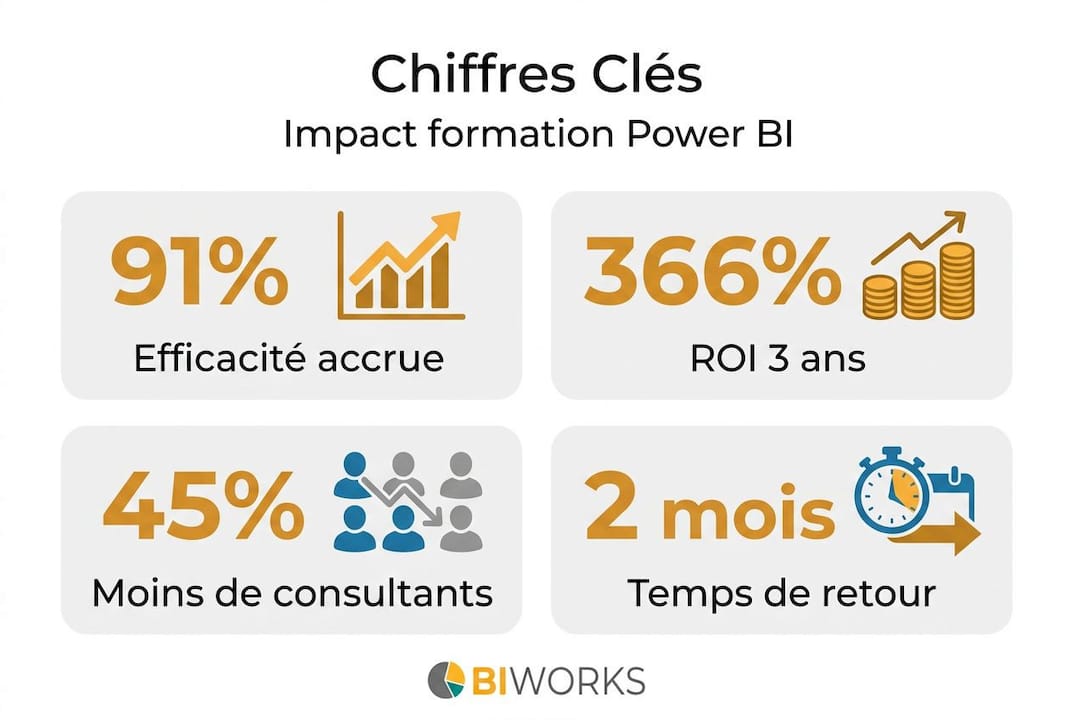 Découvrez en un clin d’œil les chiffres marquants de notre formation Power BI grâce à cette infographie.