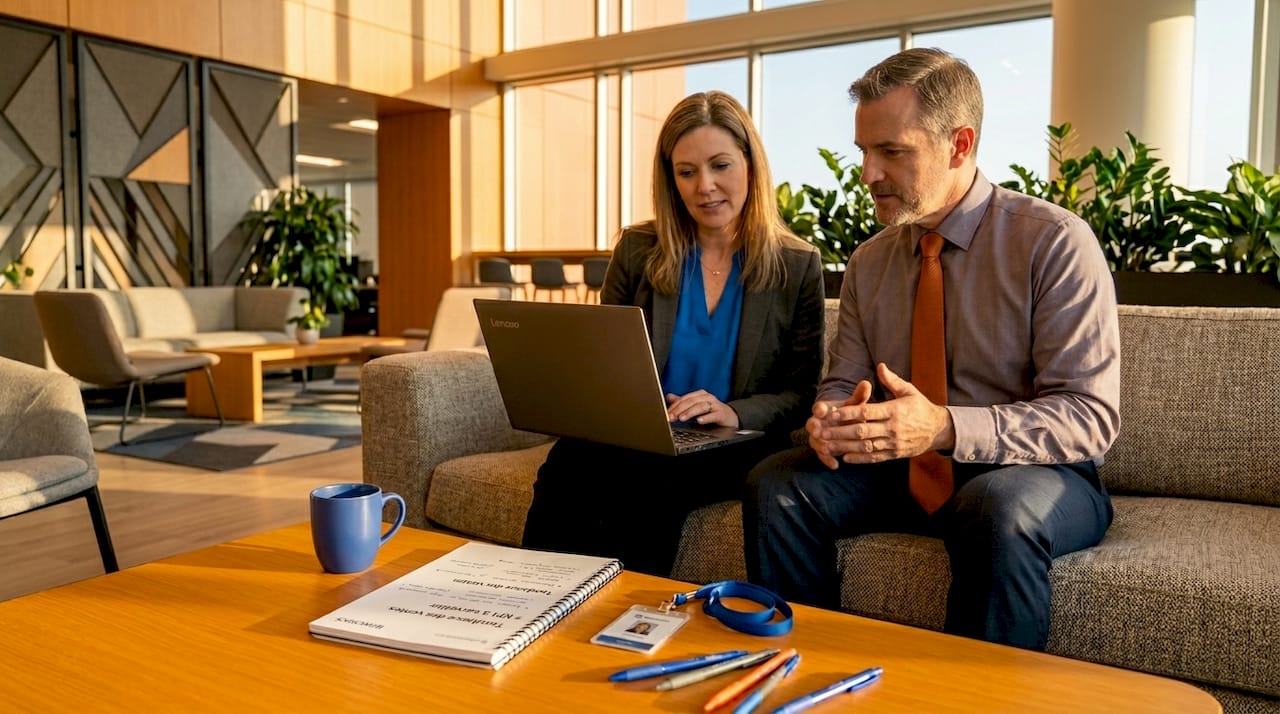 Des professionnels analysent et présentent des rapports Power BI lors de leurs réunions