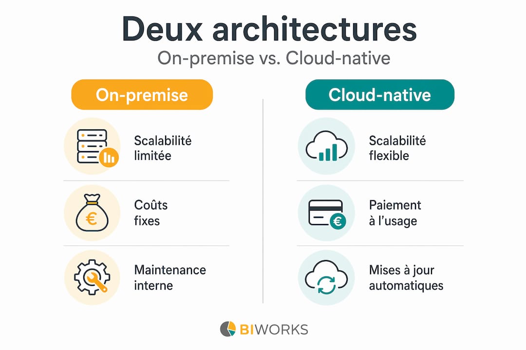 Infographie : les différences clés entre l’architecture de données sur site et dans le cloud