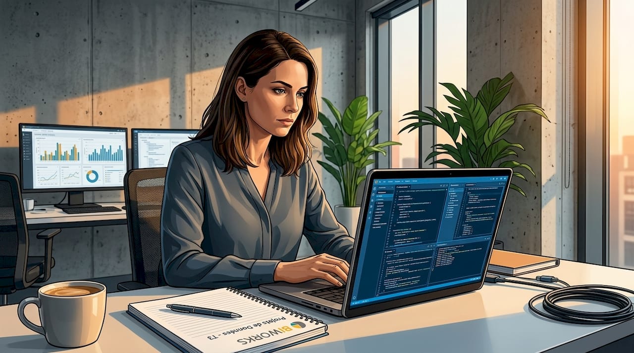 Une ingénieure contrôle la qualité des scripts ETL et ELT dans son bureau.