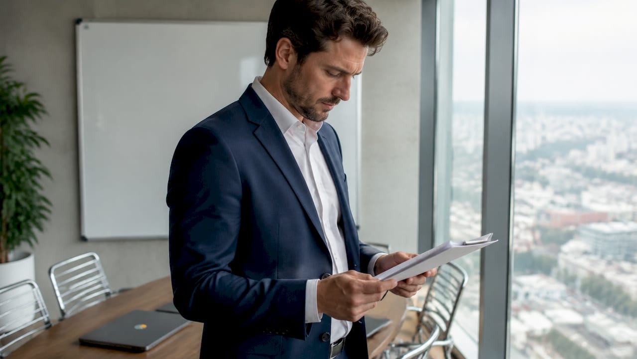 Abondement CPF employeur : guide pratique 2026 1 Un conseiller en cabinet analyse un dossier de formation CPF pour accompagner son client dans son projet professionnel.