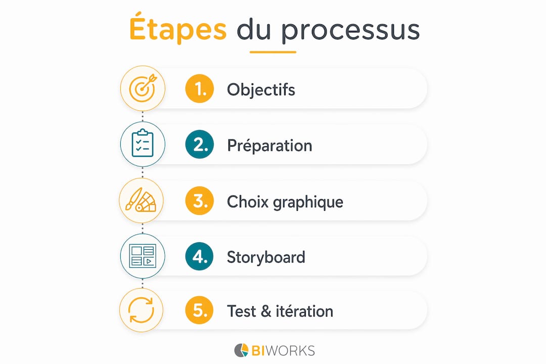 Les grandes étapes du processus de visualisation, présentées en infographie