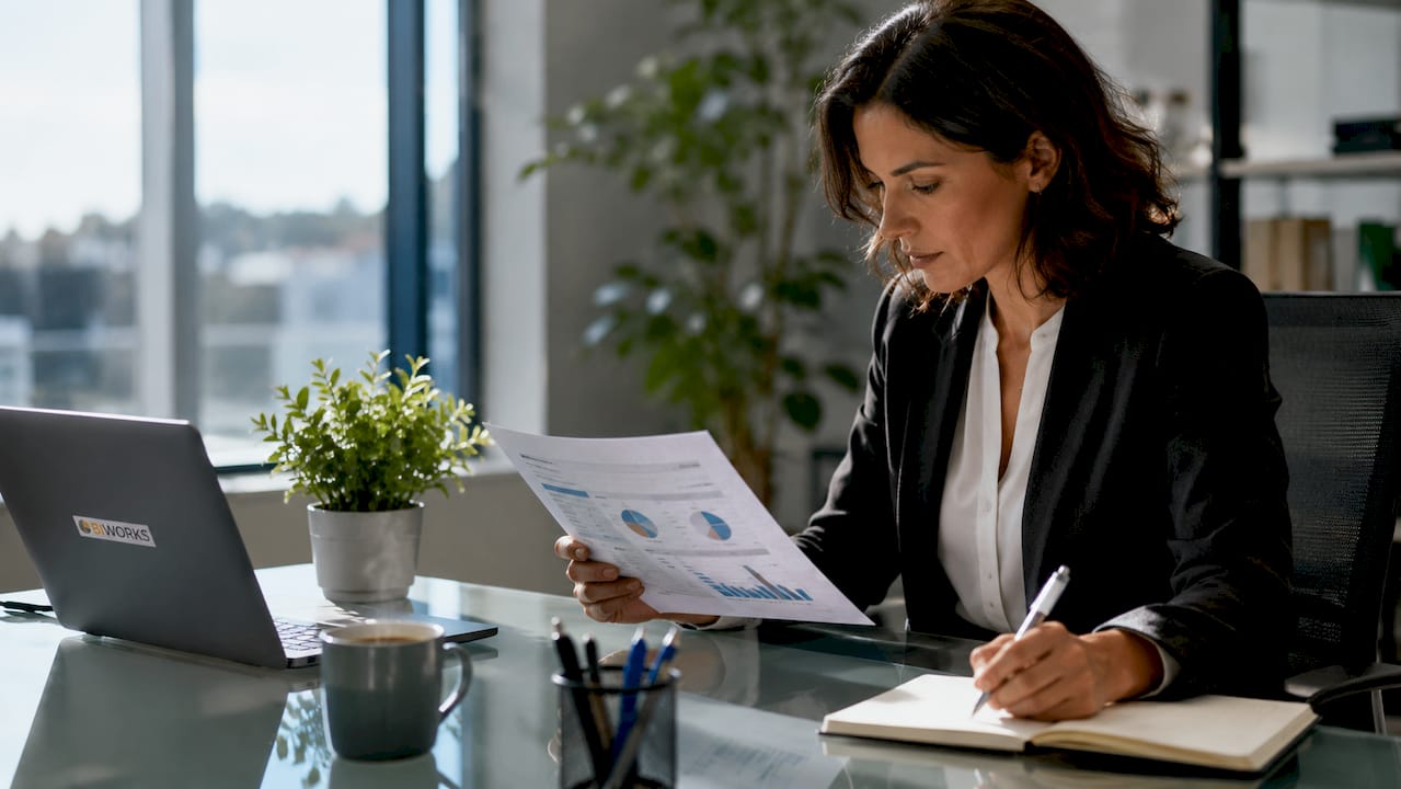 Une professionnelle passe en revue les rapports d’audit des données pour en analyser les résultats.