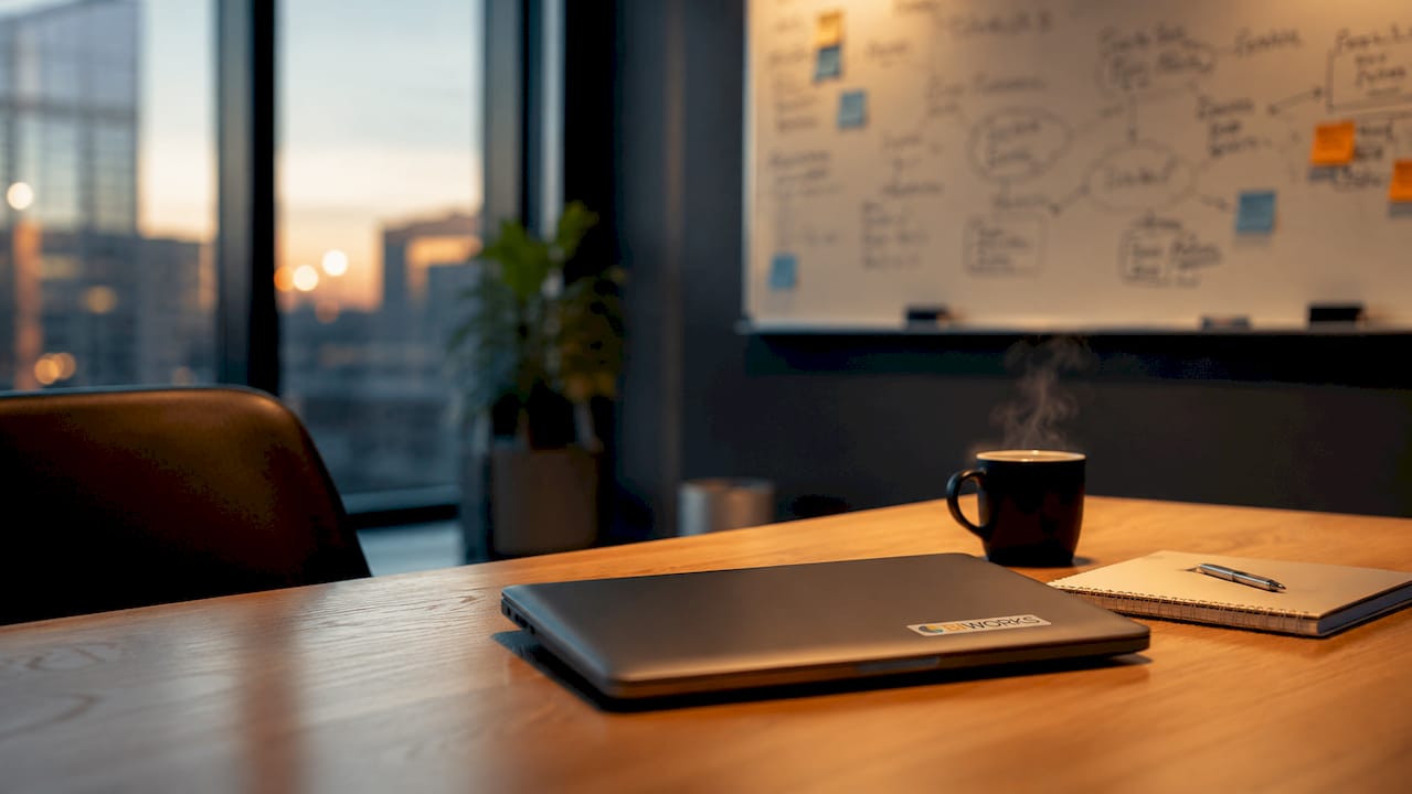Espace de travail équipé de matériel informatique sécurisé
