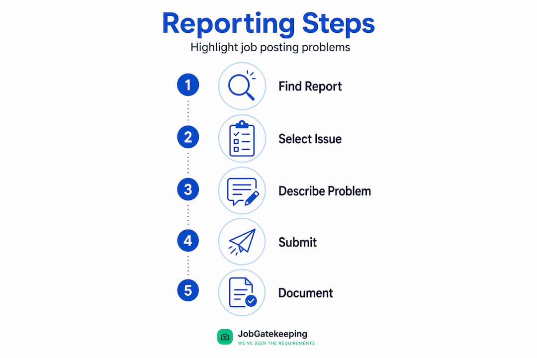 Infographic showing steps to report job posting