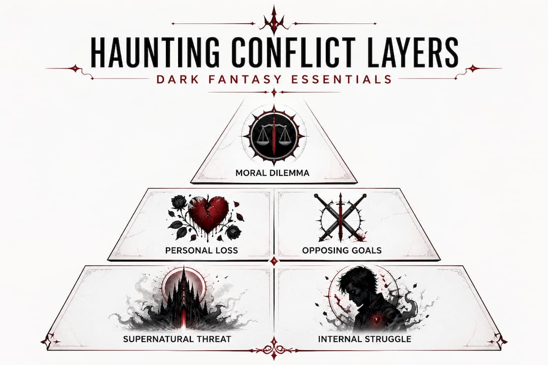Infographic: hierarchy of dark fantasy conflict elements