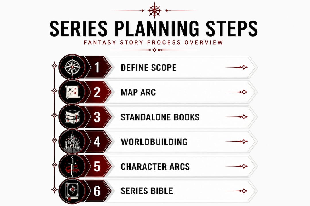 Infographic fantasy series step-by-step planning
