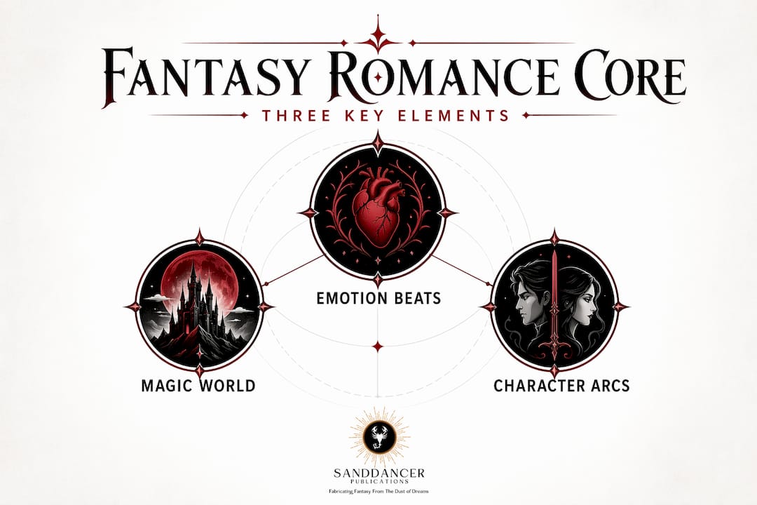 Infographic showing fantasy romance core elements hierarchy