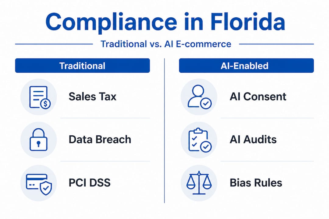 Infographic comparing e-commerce compliance requirements