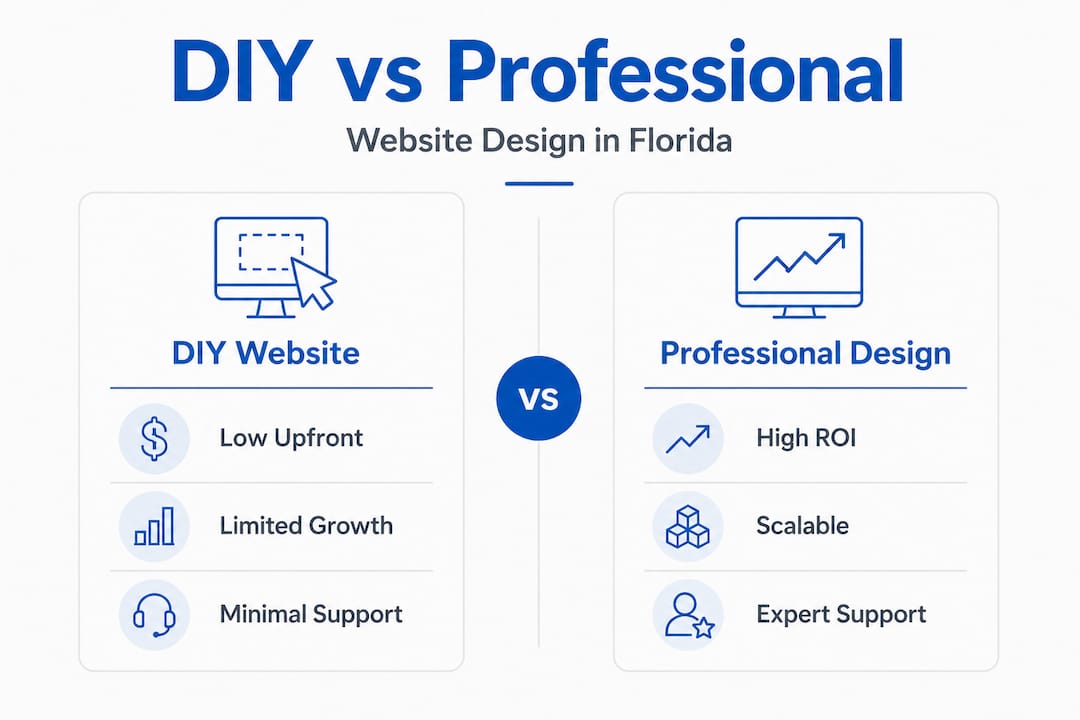 Infographic comparing DIY and professional web designs