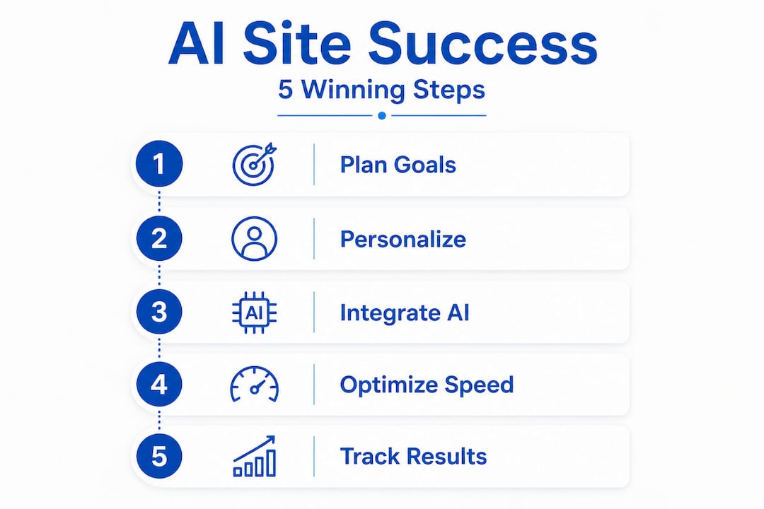 Infographic showing five steps to real estate web design success