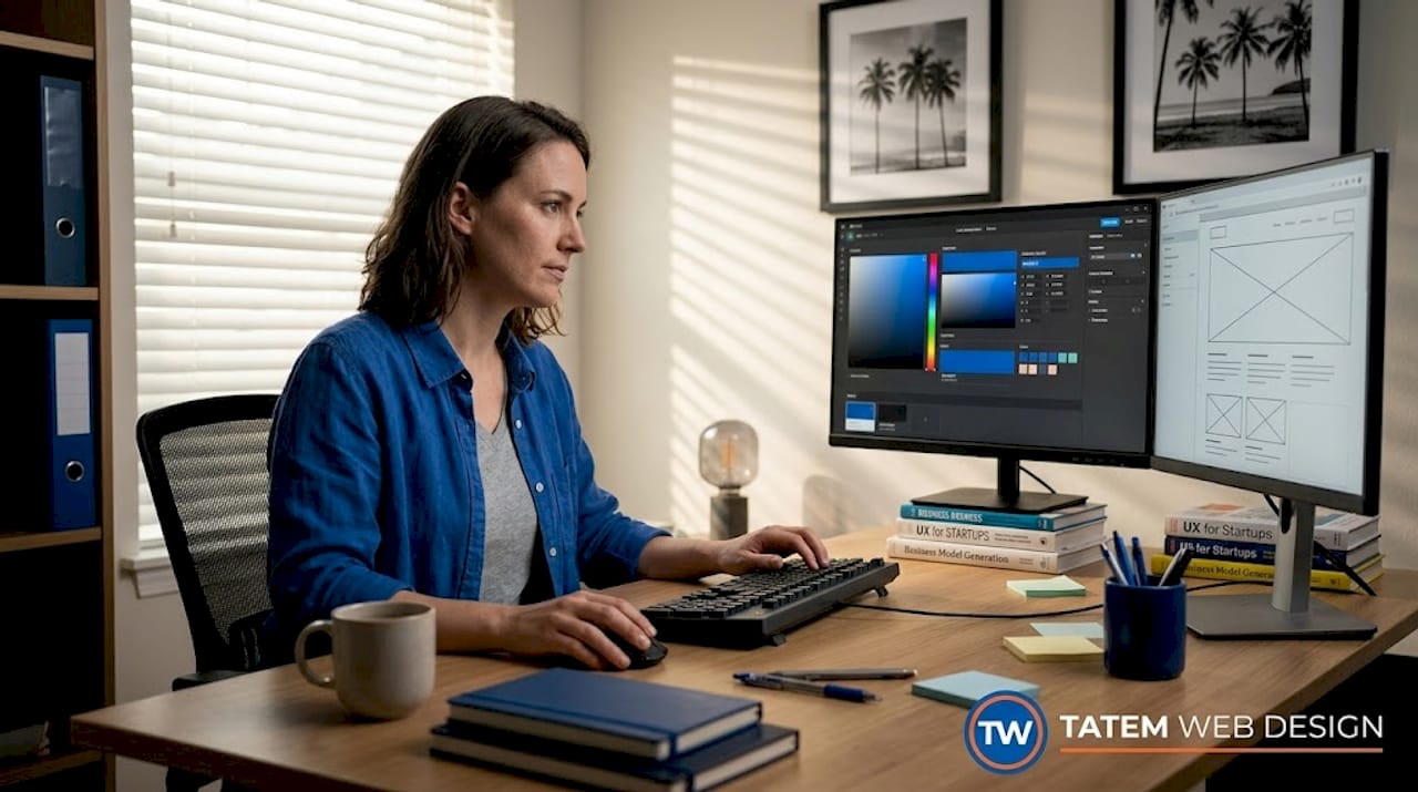 Web designer working in Florida home office