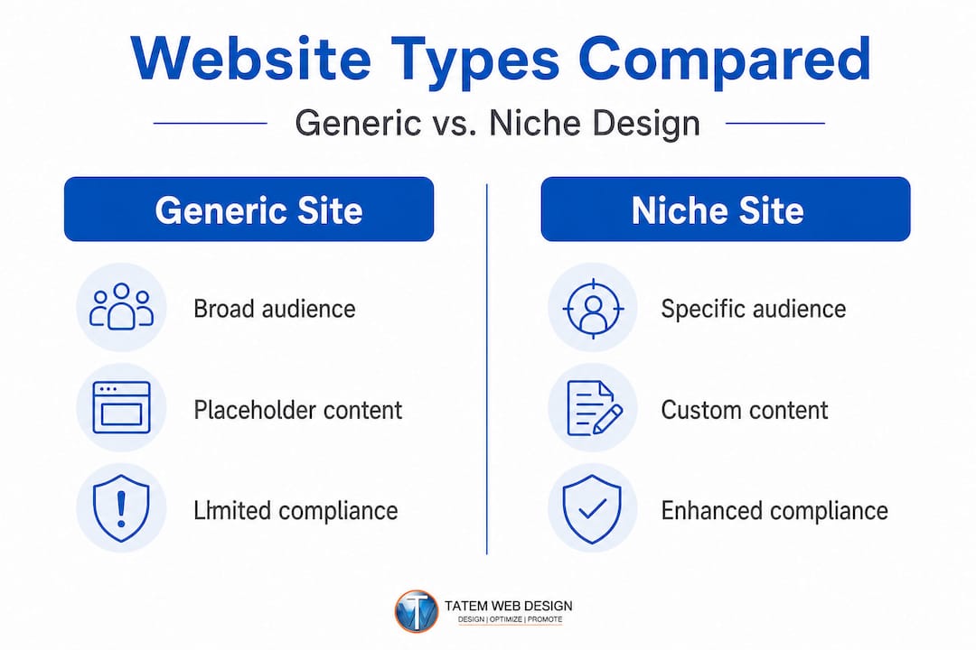 Infographic contrasting generic and niche websites